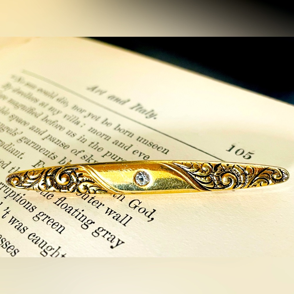 Vintage Avon Gold and Rhinestone Bar Brooch